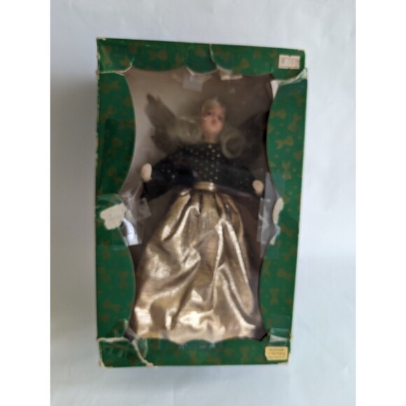 Antique German Wax Angel Tree Topper Christmas Blue Gold Vtg w/Box - Picture 8 of 10